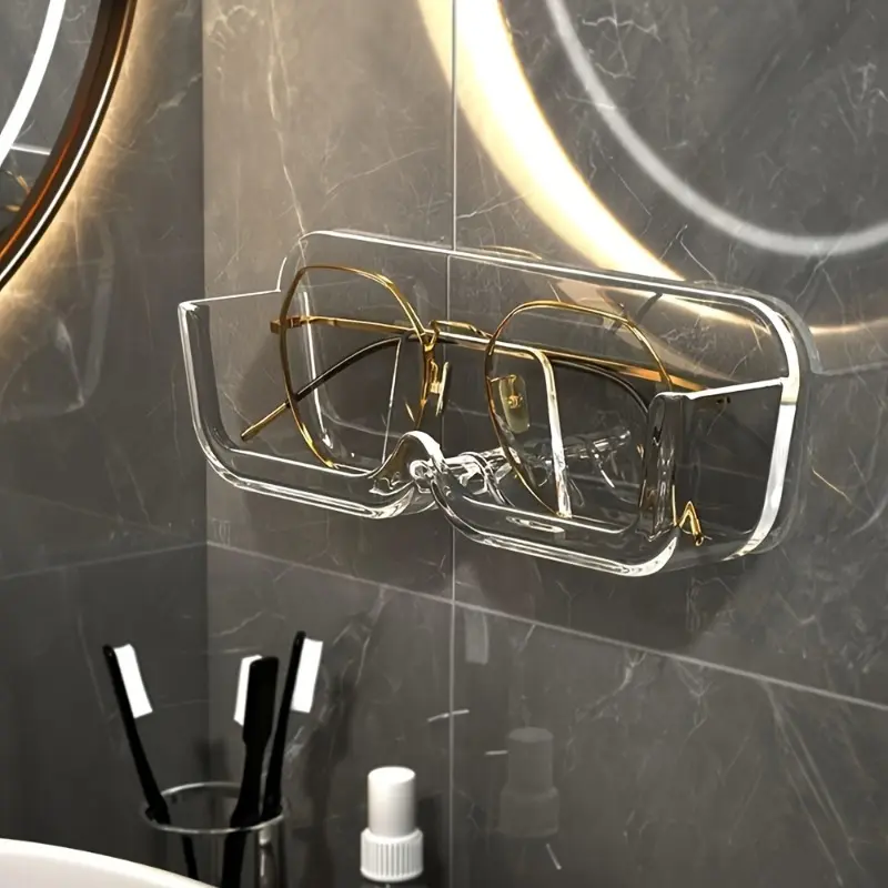 2Pcs Wall Mounted Non-Slip Eyeglasses Storage Box, Household Display Rack Organizer for Myopia Glasses & Sunglasses, Bathroom Bedroom Wall Storage Shelf, Home Accessory
