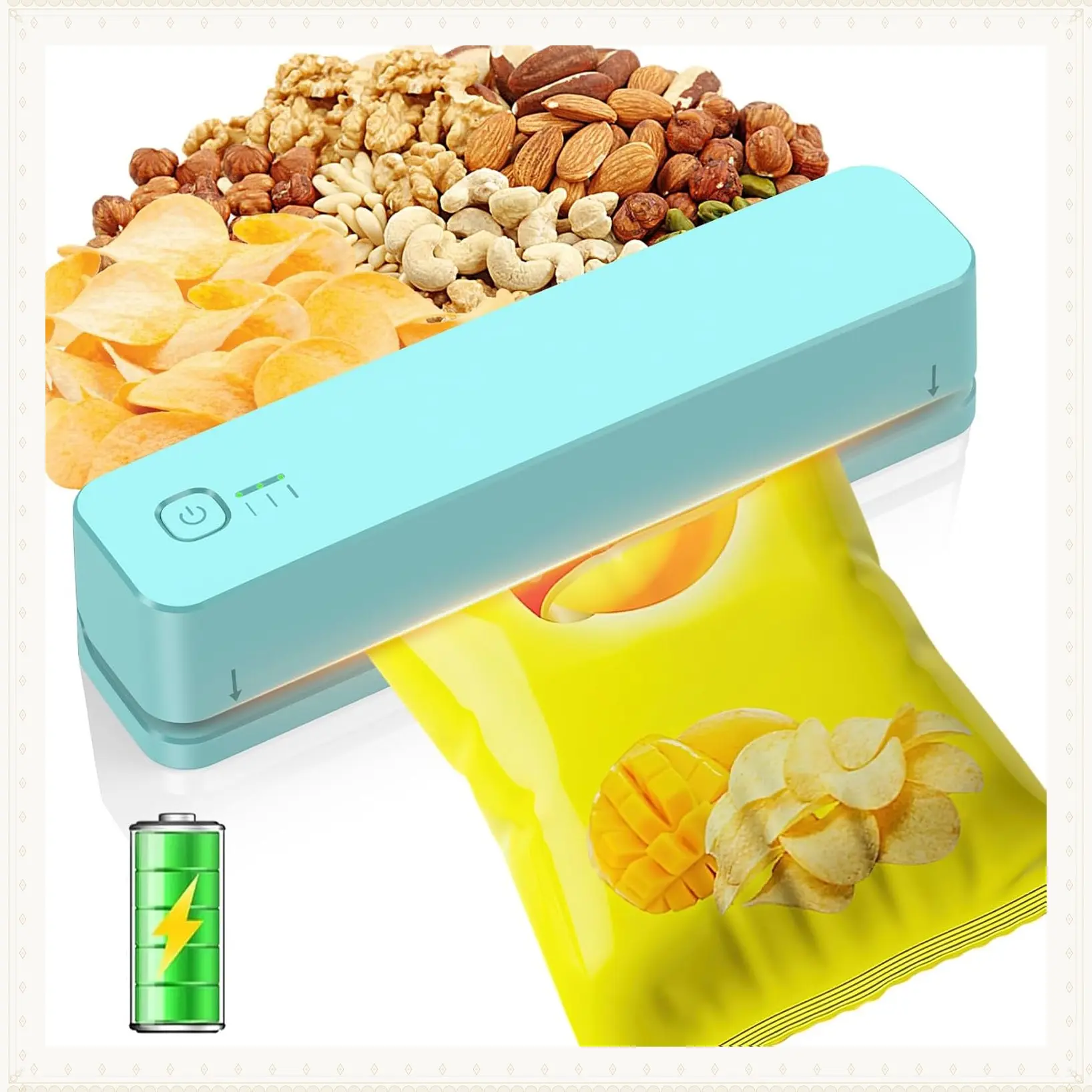 3000mAh Rechargeable Mini Bag Sealer with 6.2" Heating Strip, Portable Heat Seal with 3 Adjustable Gears for Chips Snacks Candy Food StorageGift
