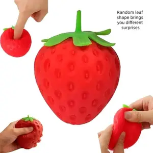 Cute Strawberry Soft Gel Stress Ball Squishy Toy, Kawaii Fruit Fidget Squeeze Toy for Kids & Adults, Anxiety & ADHD Relief Sensory Squishies, Fun Party Favor, Desk Decor & Birthday Gift, Stress Relief Balls