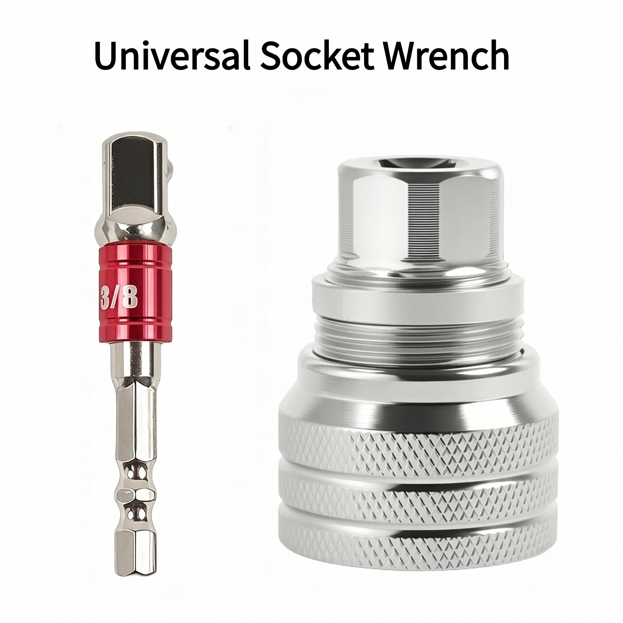 Multi-Function Universal Socket Wrench Tool - Universal Maintenance Tool, Adjustable Universal Socket Wrench, Universal Socket Tool for 3/8" Drive Ratchet Torque Wrench & Power Drill (Connecting rod random color)-YY1