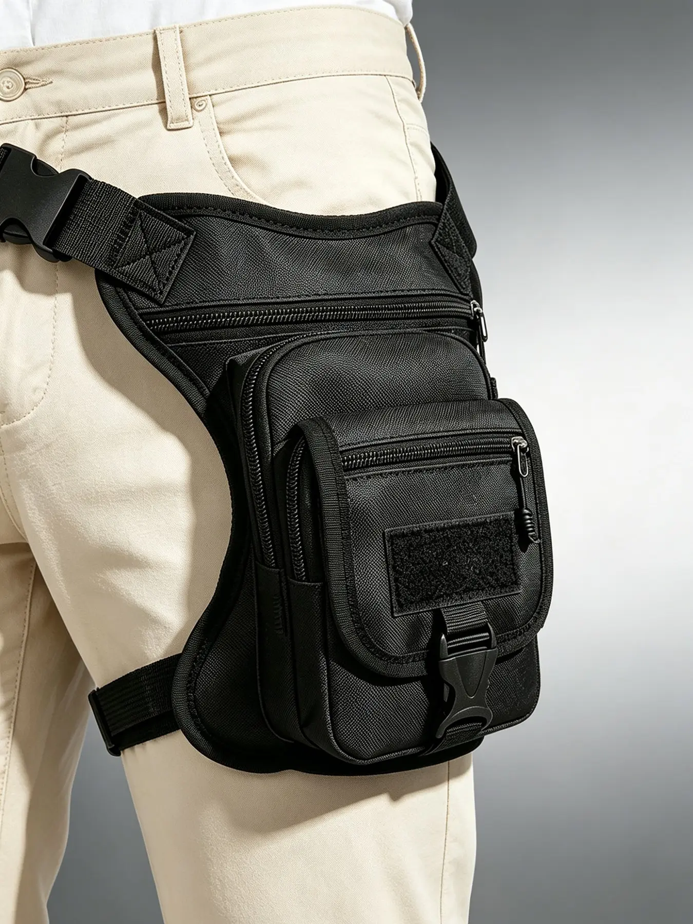 Men's Large Capacity Nylon Waist Bag with Adjustable Strap, Multi-Functional Sports Backpack, Outdoor Hiking Belt Pouch, Casual Crossbody Bag, Motorcycle Riding Leg Pack