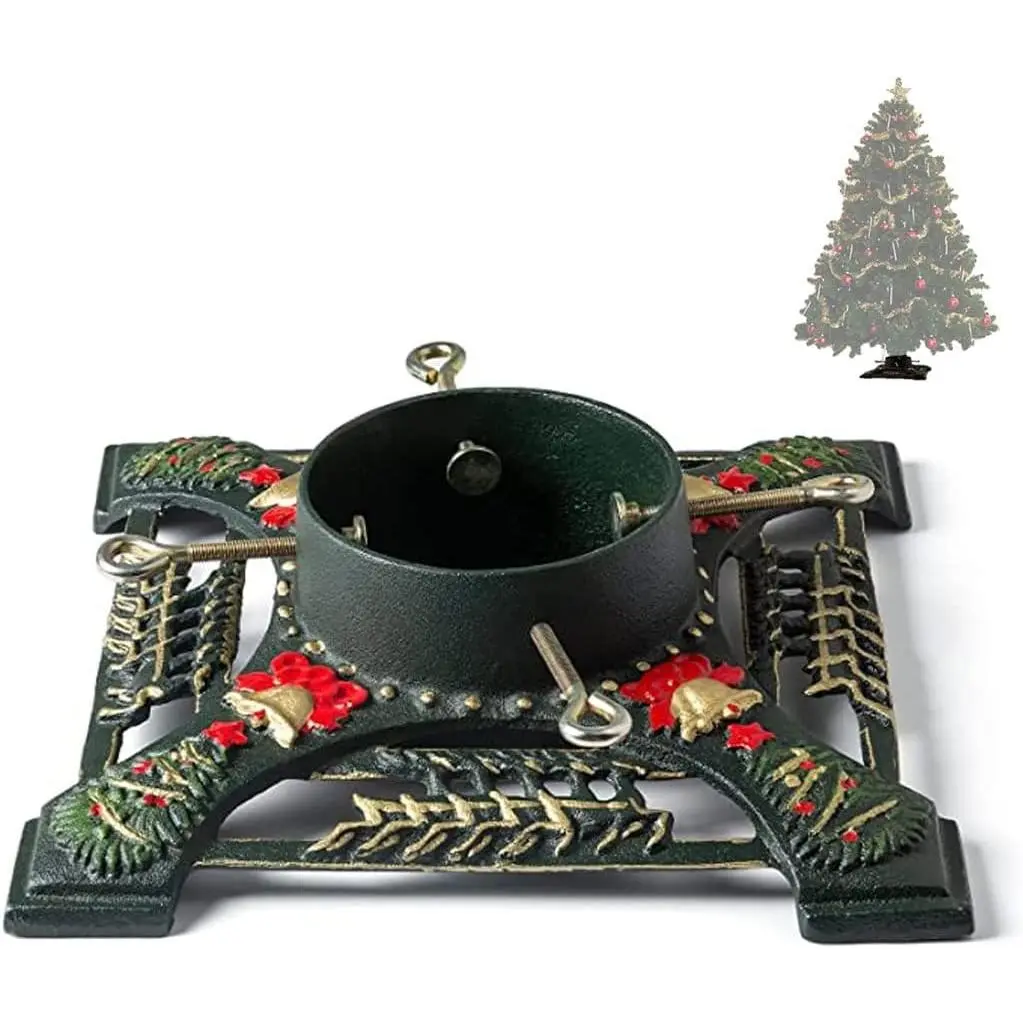 Christmas Tree Stand with Water Reservoir, 13.66x13.66x5.51 Inches, Classic Heavy Duty Universal Xmas Tree Base Holder for Artificial & Real Pine Trees, Deer