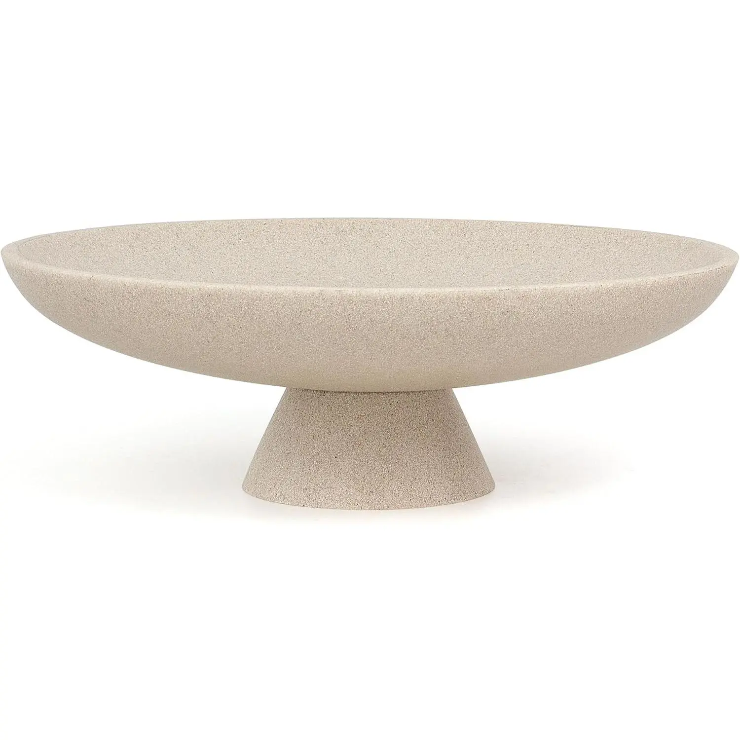 Large Beige Modern Pedestal Decorative Resin Fruit Bowl - For Kitchen Counter, Coffee Table, Entryway, Ideal for Fruit Display, Key Storage & Home Decor Accents