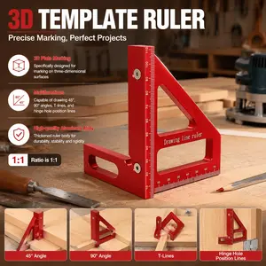 Professional 3D Multi-Angle Measuring Ruler, Precision Protractor, Miter Angle Finder, Woodworking Tools, Engineering Scale, High-Accuracy Metal Marking Rule, Construction Measuring Instruments, Portable Carpenter Tools for DIY Projects
