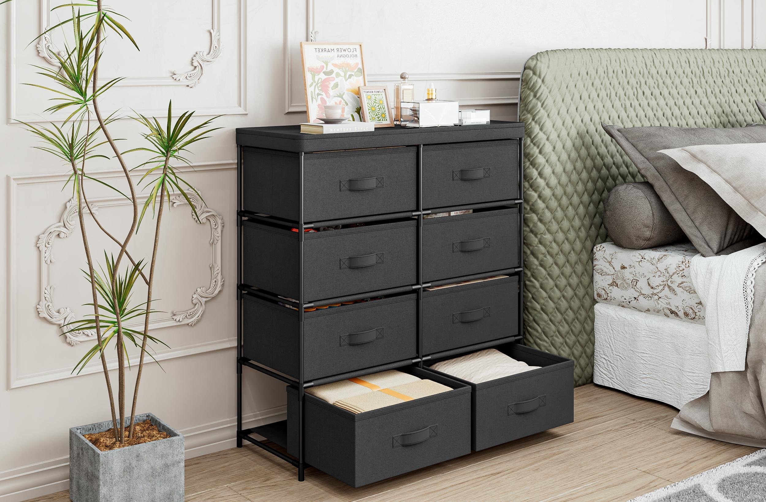 Wardrobe For Bedroom With 8 Fabric Drawers Storage Cabinet Steel Frame Assembly Closet For Clothes Home Furniture