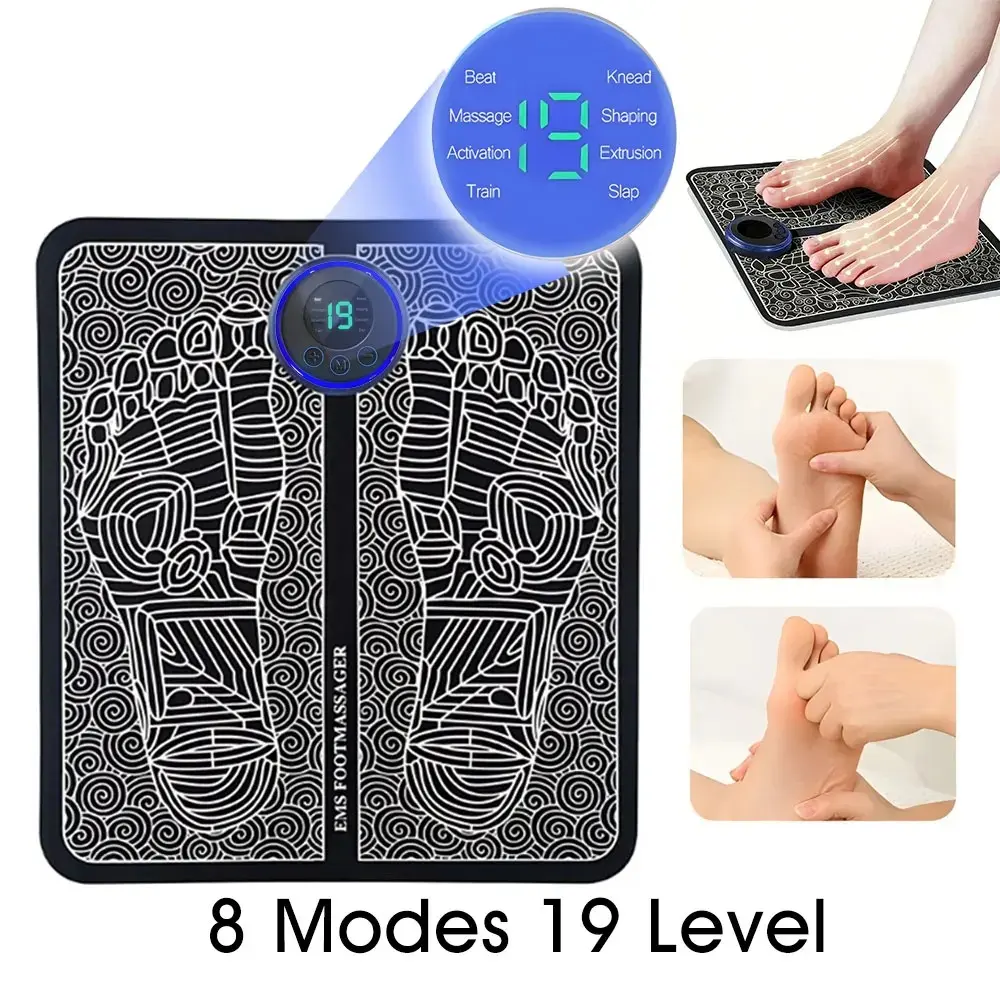 8 Modes 19 Intensity Levels Electric Foot Massager Pad, Lightweight Adjustable Heated Foot Massage Mat, Soothe Tired Feet for Home Office Use, Massage Pad, Relieve Foot Pressure, Universal