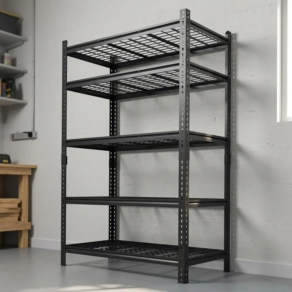 Heavy Duty 5 Tier Adjustable Metal Storage Shelving Unit, Solid Steel Utility Rack with 2000 to 2200 LBS Loading Capacity, Sturdy Organizer for Garage Warehouse Basement and Kitchen