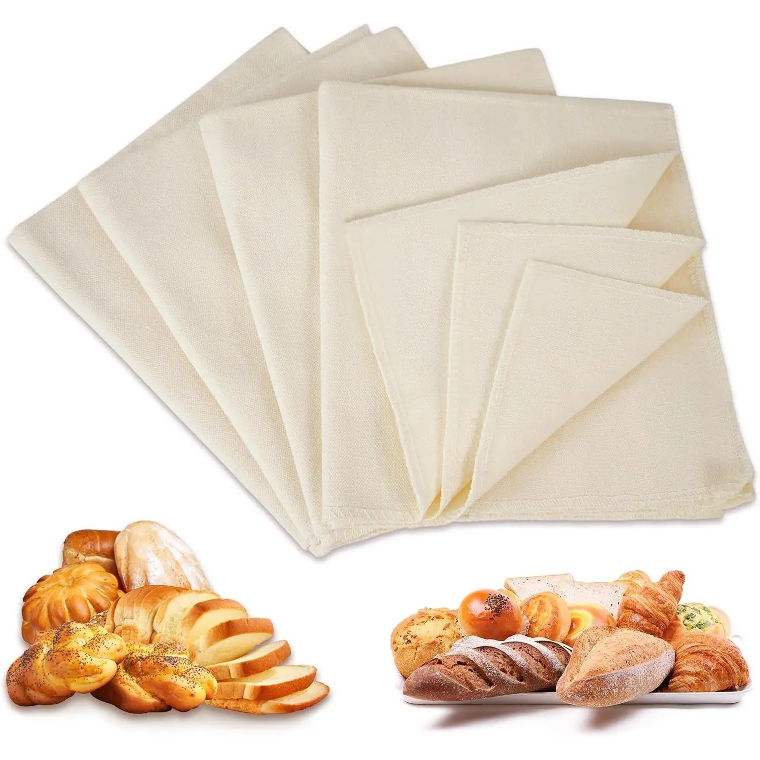 4Pcs Tea Towels for Baking Sourdough, 17.7 x 29.5 Inches | Reusable Large Cotton Bread Towels and Proofing Cloths for Baguettes, Loaves, Pastry Dough and Homemade Bread