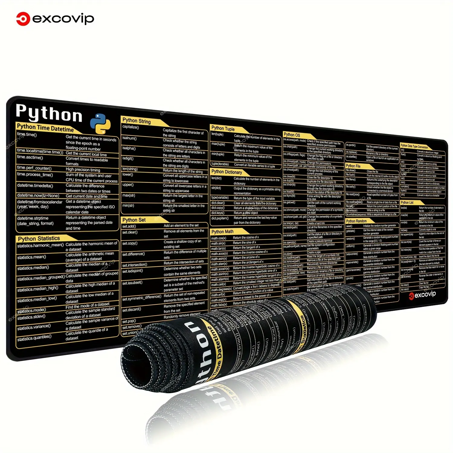 Python Programming Language Shortcut Commands Mouse Pad, Shortcut Keys for Programmers, Designed for Extended Programming Language Software, Desk Mat, Great Helper for Office and Study, Large-sized Mat