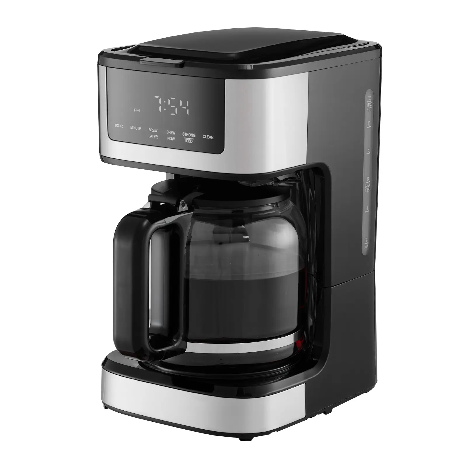 12-Cup Programmable Drip Coffee Maker with Touchscreen UI, Programmable Timer, 2 Brew Strengths, 4-Hour Keep-Warm Function, Large Reservoir for Home Use
