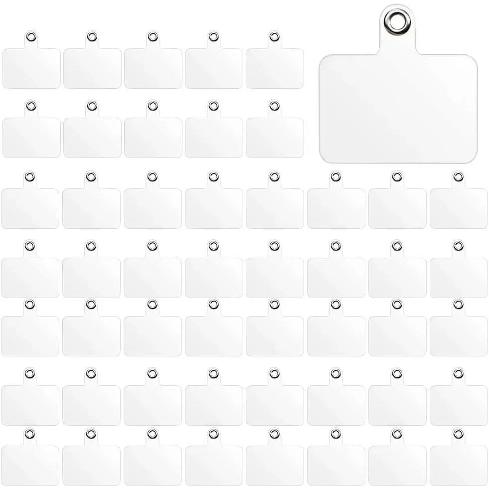50 count Phone Lanyard Tabs,  Phone Tether Tabs, Clear Tether Tab for Cell Phone, Pvc Transparent Lanyard Patches Compatible with  Case Smartphone Case, Non Adhesive