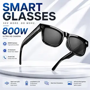 New Smart Glasses with Ai Translation and Object Recognition, 8mp HD Camera, Photo and Stabilized Video Recording, Music Playback