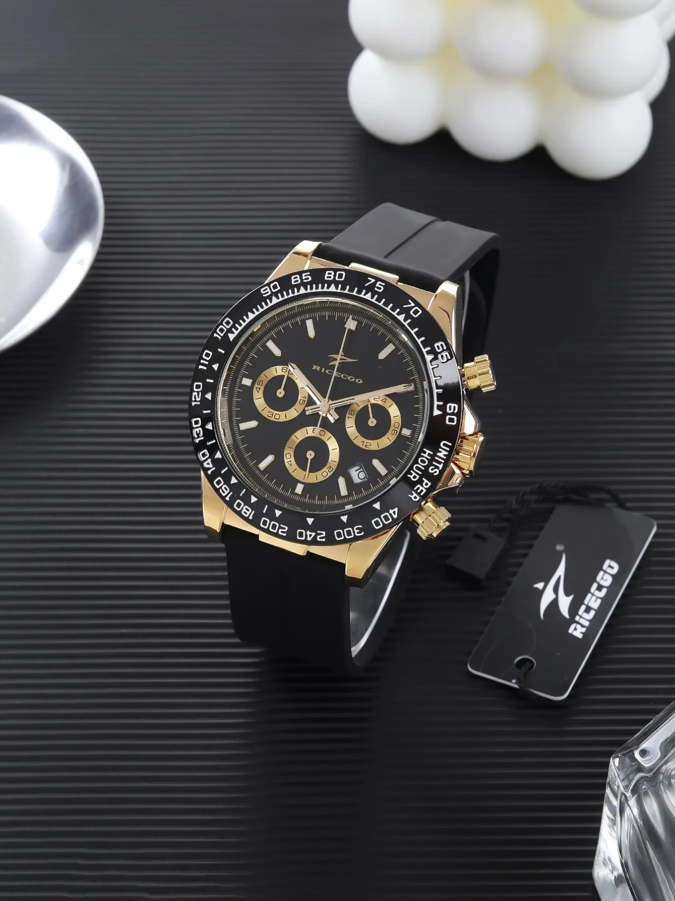 Top-tier luxury business men's watch, premium quartz business men's watch! Soft silicone strap, multifunctional with date display, high-end luminous watch, perfect for office work and formal occasions, stylish men's wristwatch, Analog quartz watches