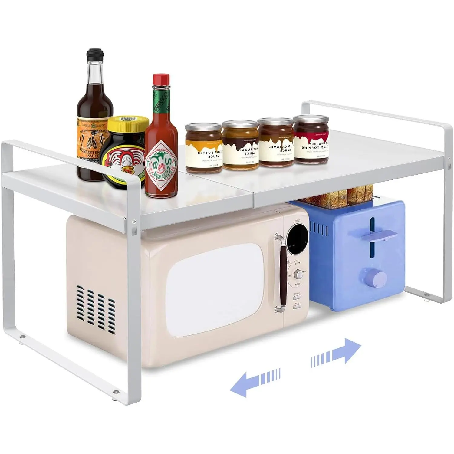 Expandable Cabinet Organizer 14"~25", Kitchen Shelf Spice Rack 11" wide, Cupboard Storage Shelves, Kitchen Counter Organizers, Countertop Cabinets Small Pantry Shelf