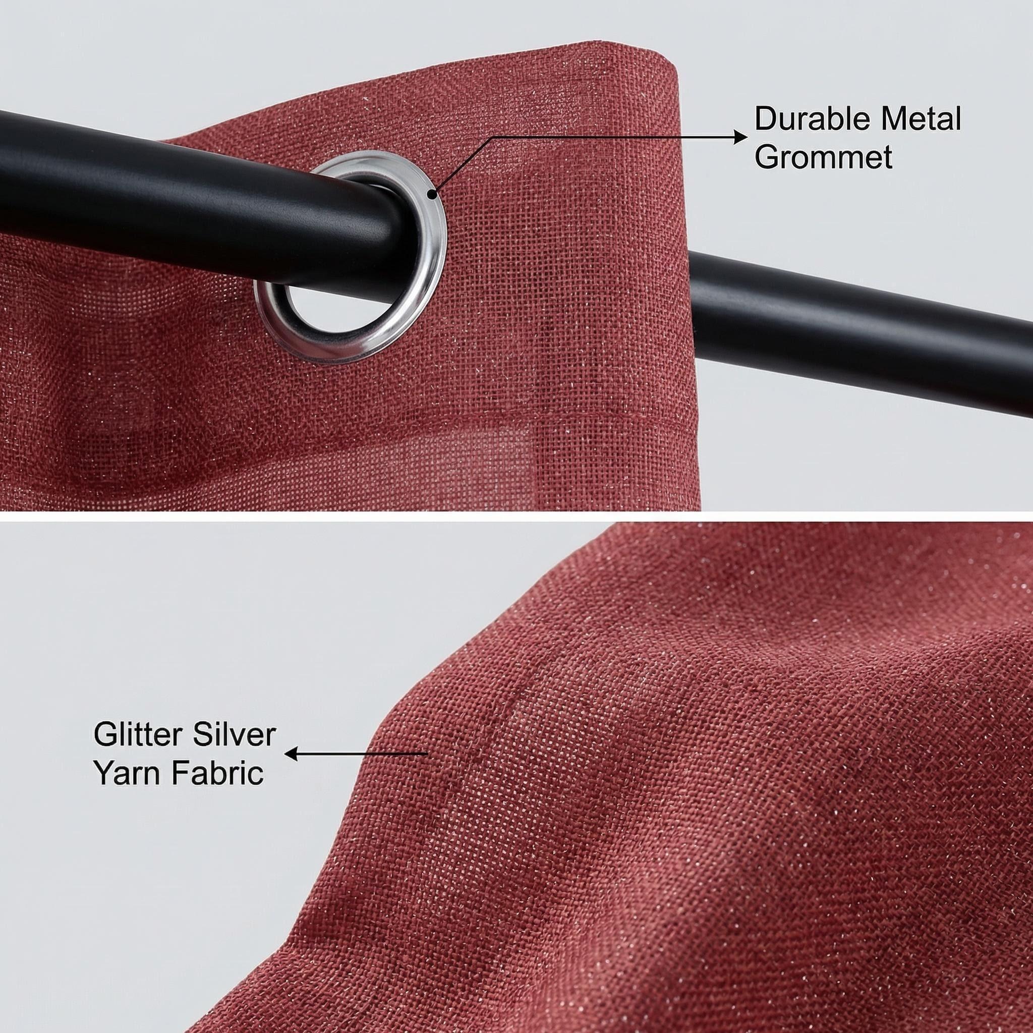 Cozy Curtain 2 Panels 52x84inch Semi-Transparent Curtains. The fabric is made of cationic two-color yarns, interwoven with silver threads. The design features looping patterns. Installation is simple, and they are stylish and high-end. L18