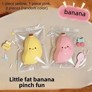 Xiaopang Banana Squishy Food Stress Relief Toy with Soft Mud-Like Texture for Anxiety Soothing, Birthday and Party Gift, Fun Fidget Toy for Adults and Kids