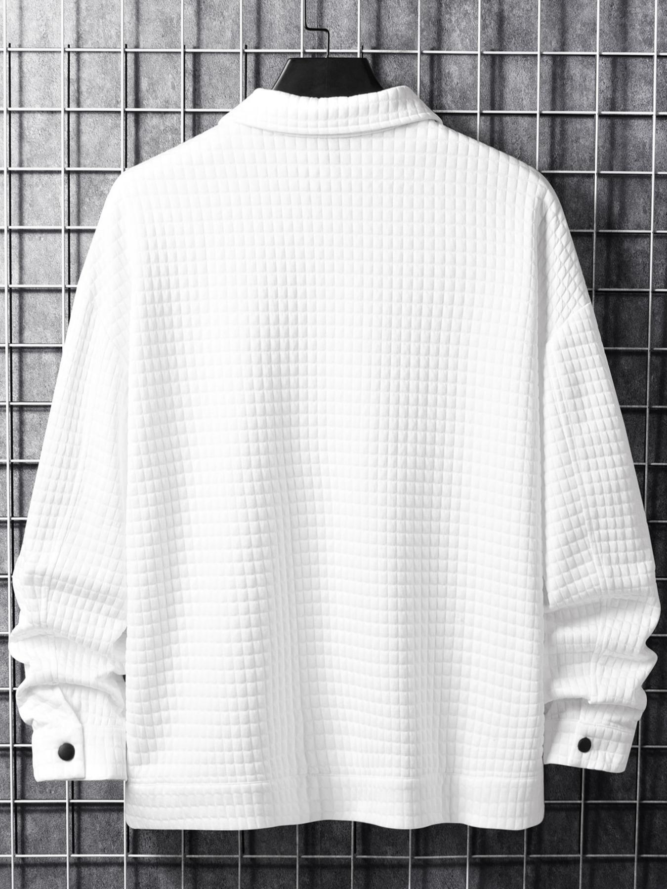 Men's Solid Button Front Drop Shoulder Long Jacket, Casual Loose Fit Pocket Coat for Fall & Winter, Men's Daily Wear Outerwear