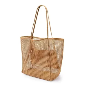 Large Capacity Beach Bag, Outdoor Mesh Camping Backpack, Foldable Mesh Shoulder Bag, Home and Outdoor Storage Bag, Outdoor Camping