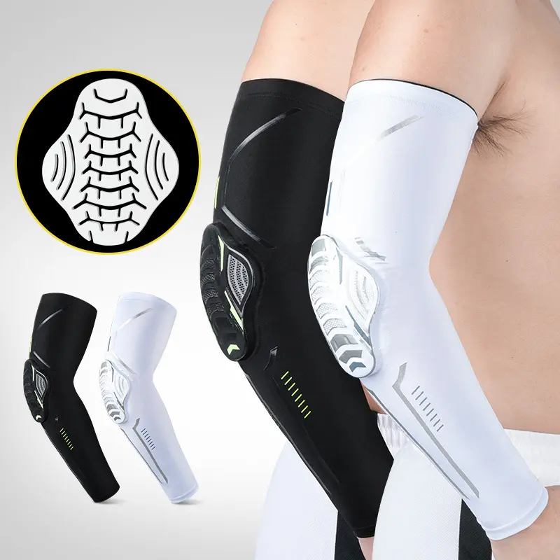 Compression Elbow Sleeve with Honeycomb Anti-Collision Pad, Protective Arm Gear for Basketball, Football & Outdoor Sports, Protective Gear
