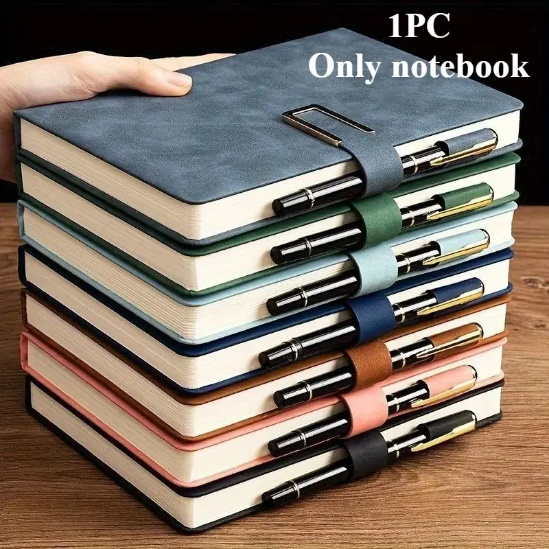 A5 200 Pages Vintage Minimalist Writing Notebook with Pen Holder, Business Office Meeting Notes, Student Campus Diary, Graduation Gift, Stationery Set