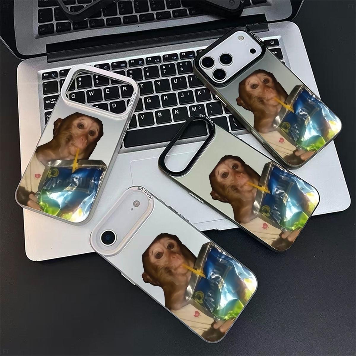 Drin king monkey Pattern Case for iPhone 17 Pro Max 17 Air 16/15/14/13/12/11 Pro Max XR XS E Plus Retro High-end Shockproof Drop Screen Protection Cute Durable PC Smartphone Cover