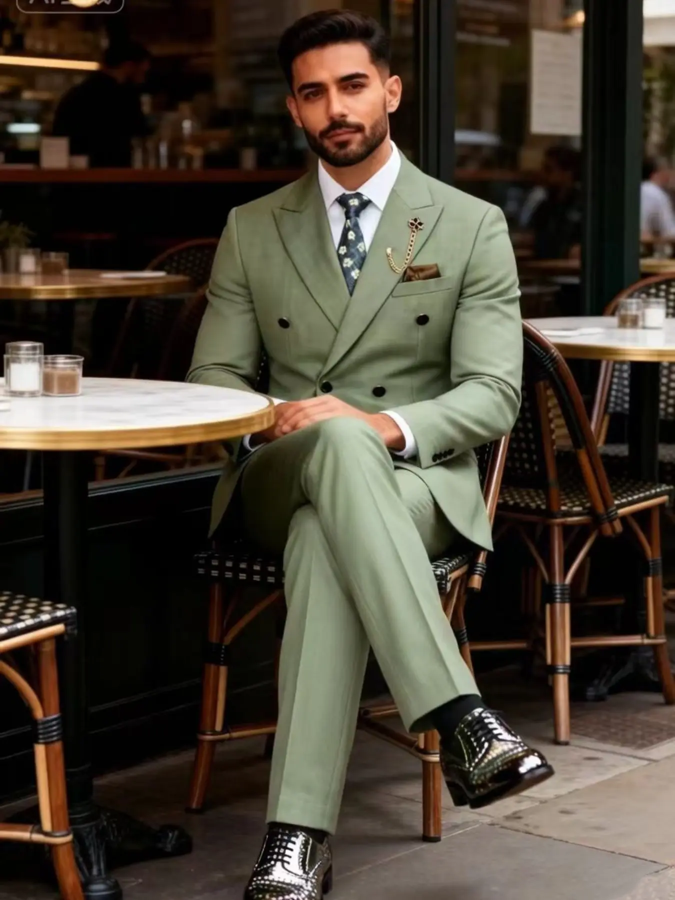Men's Business Suit Two-Piece Set, Slim-Fit Blazer and Long Pants, Plain Color Notch Lapel, Ideal Office Wear, All Seasons