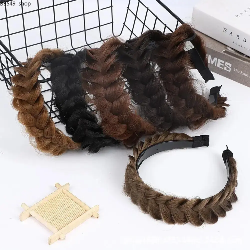 Textured Wide Braided Headband for Women, High Elastic Stretch Hair Band, Sandy Gold Woven Fashion Hair Accessory, Comfortable Non-Slip Headband for Daily Wear, Makeup, Travel & Parties