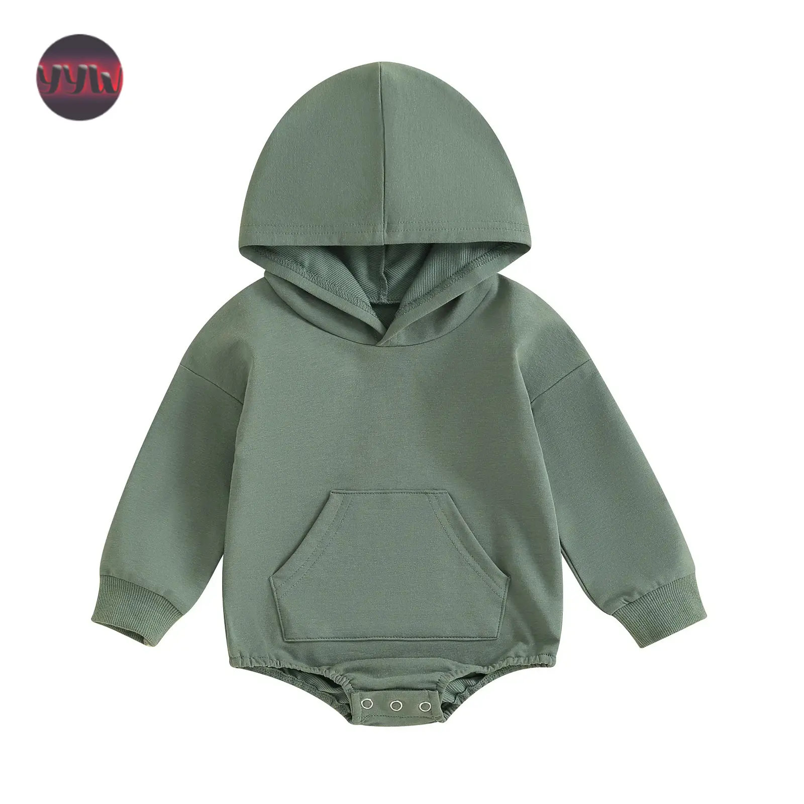 YYW1 Baby Onesie Newborn Boy Girl Hooded Romper Long Sleeve Front Pocket Solid Color Bodysuit Infant Fall Winter  Romper
