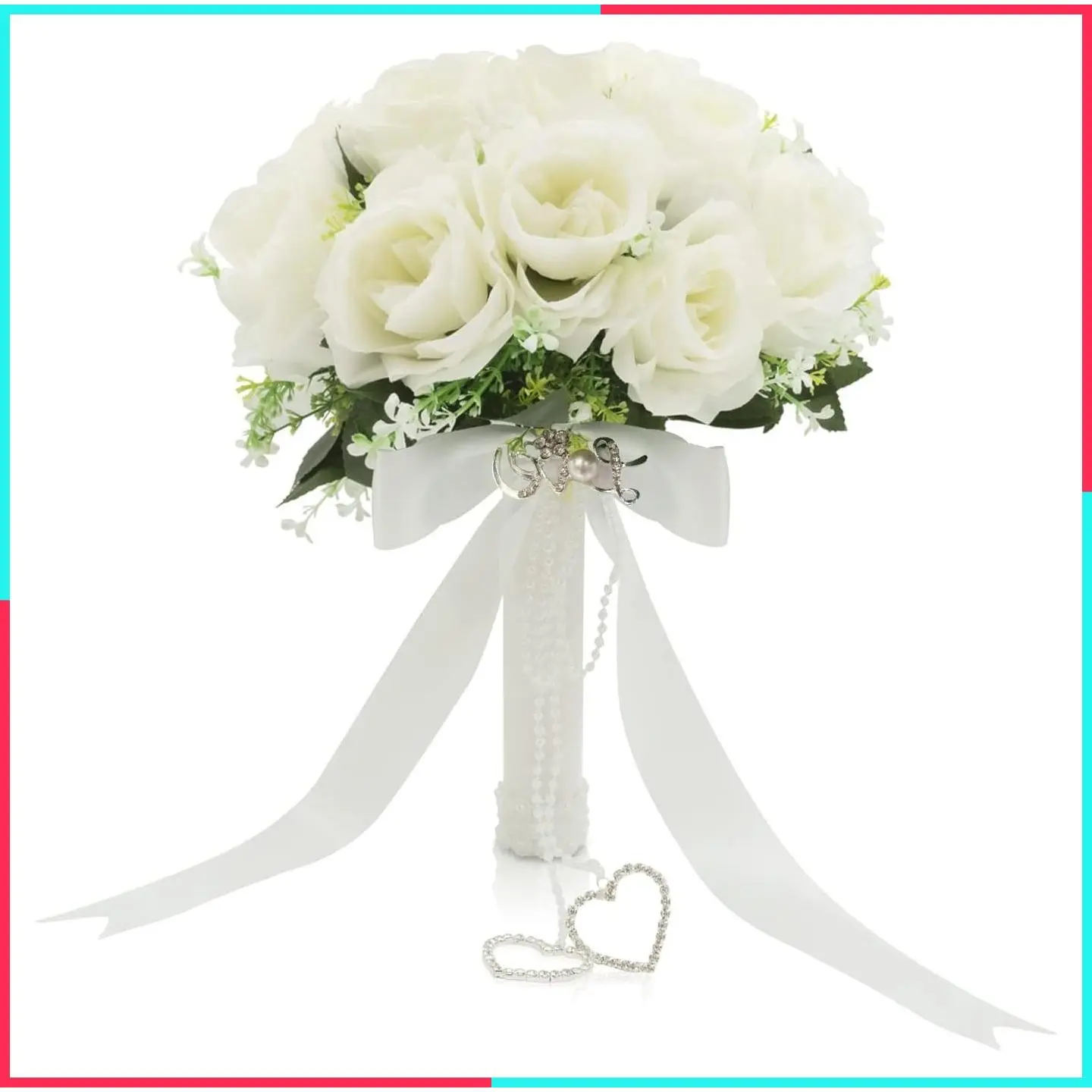 Artificial White Wedding Bouquets for Bride & Bridesmaids, Bridal Flowers