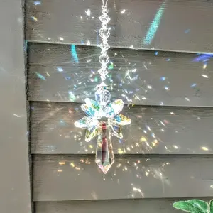 [Crystal Window Decoration] Rainbow Light Catcher Crystal Ball Prism | Guardian Angel Pendant Hanging for Window Bedroom Wall Decoration
