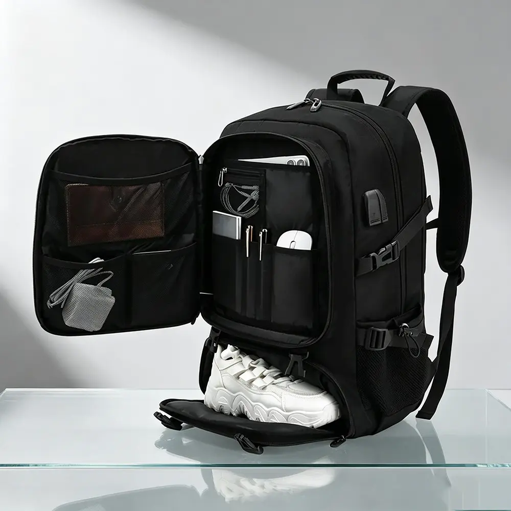 50L Large Capacity Travel Backpack, Multifunction Backpack, Men's Independent Shoe Compartment, Business Bag, Outdoor Sports, Waterproof, Storage Backpack, Work Business Backpack