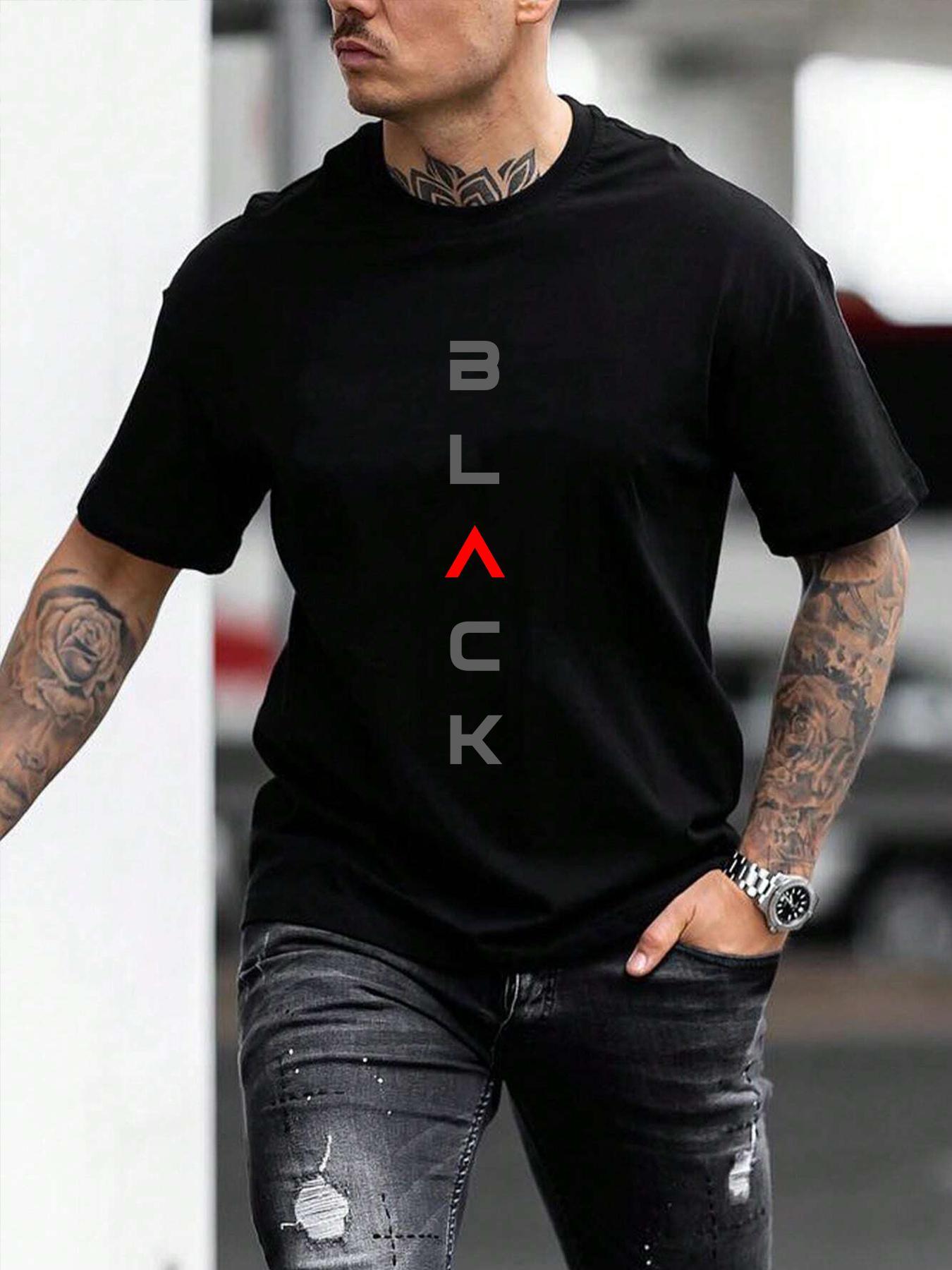 Men's Regular Fit Letter Print Round Neck Sleep Tee, Casual Soft Comfortable Knitted Short Sleeve T-Shirt For Daily Wear, Mens Sleepwear & Loungewear