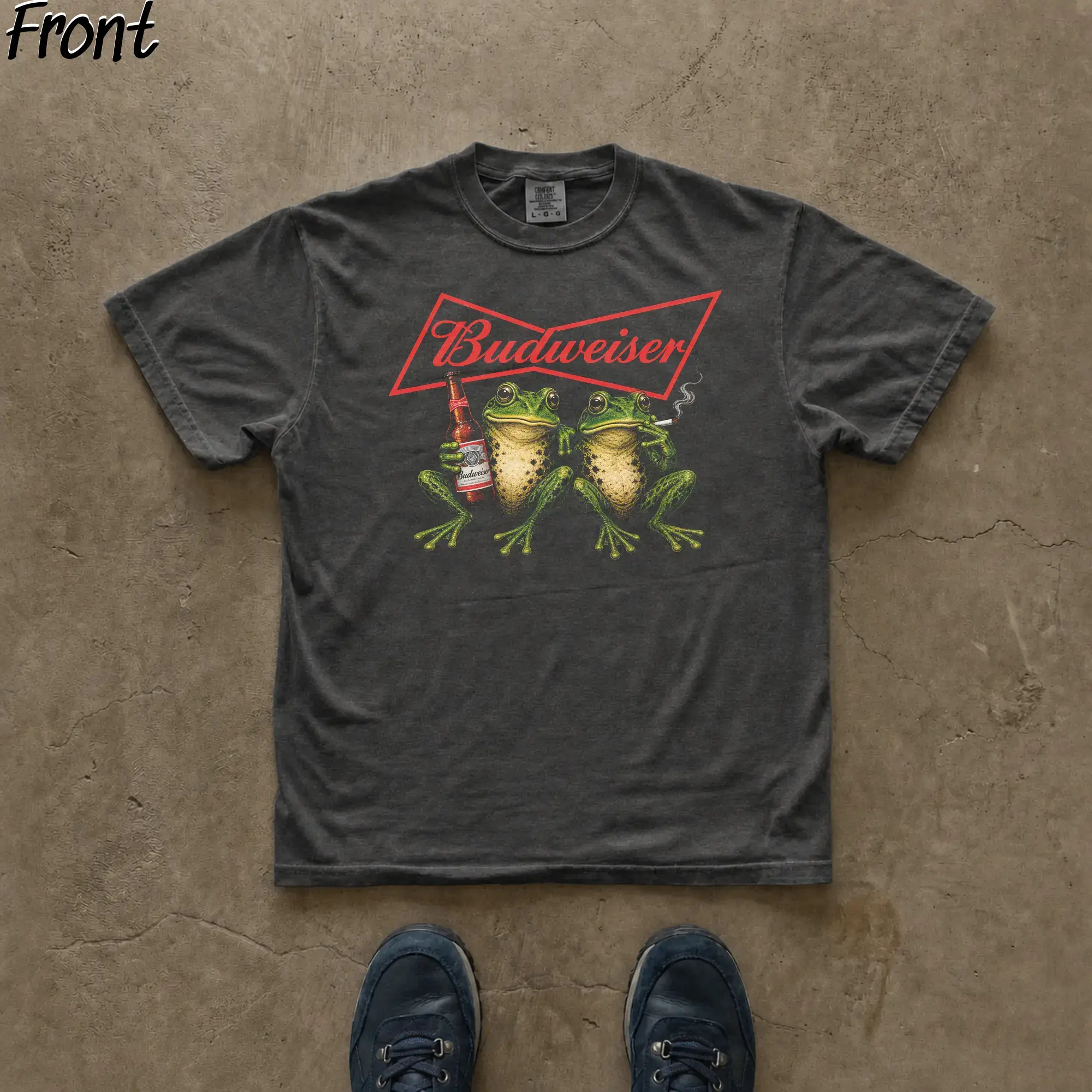 Vintage Bud Frogs Chilling Graphic Tee, Bud Beer Merch, This Buds For You Shirt, Bud Commercial Merch, USA Beer, Cute Mascot Shirt, King of Beers Merch, 100%25 Cotton Lightweight Shortsleeves, Perfect Gifts for Beer Lovers