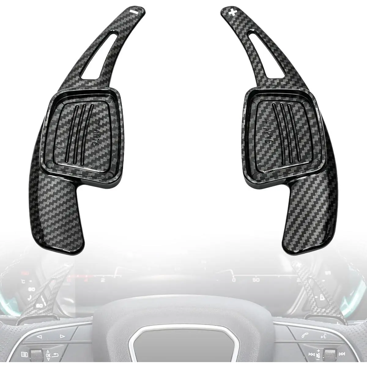 Carbon Fiber Steering Wheel Shift Paddle Extension Compatible with Audi A4 B9/A5 S5/Q5/Q7/S3/S4/TT/TTS Accessories Gear Shifter Cover Trim