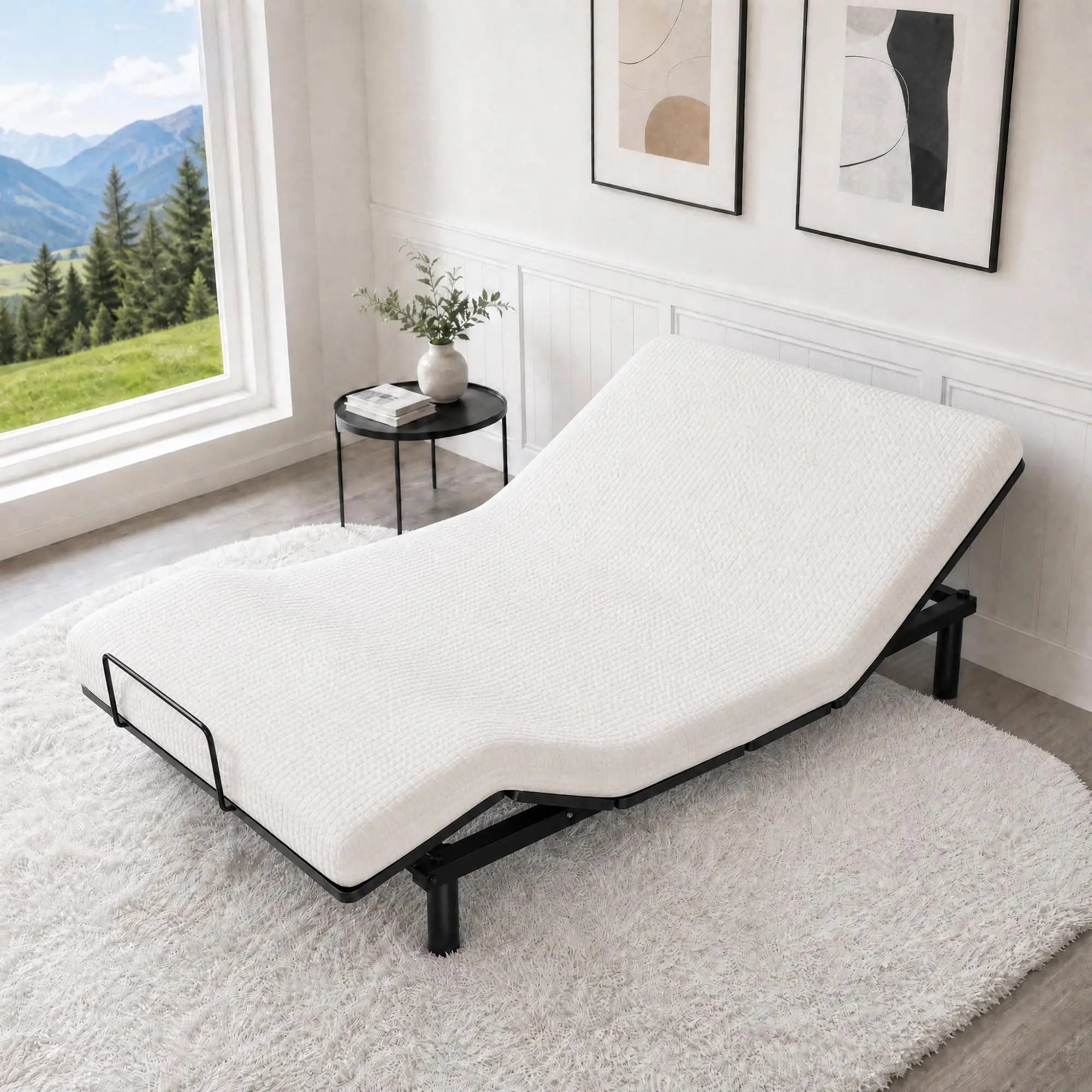 Adjustable Bed Frame Electric Steel Heavy Duty Base with Wireless Remote Control for Queen King Mattress Bedroom Sleep Relax 1000lbs Max Capacity