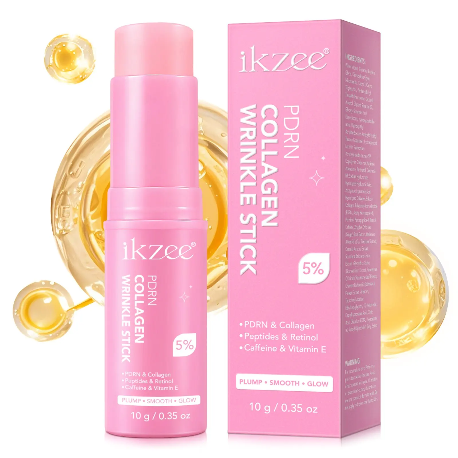 ikzee Multi-Purpose Collagen Moisturizing Balm 10g, Pink Collagen Plumping Multi-Purpose Repair Stick—a moisturizing and repairing stick that combines lip balm, eye cream, neck cream, and primer in one
