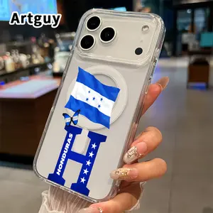 Honduras Flag Reverie Pattern Magnetic Phone Case for iPhone 17 16  Pro Max Plus 15 14 13 12 11 Air E Anti-Yellowing Shockproof Lightweight Transparent Acrylic Large Hole Soft Cover Supports Wireless Charging