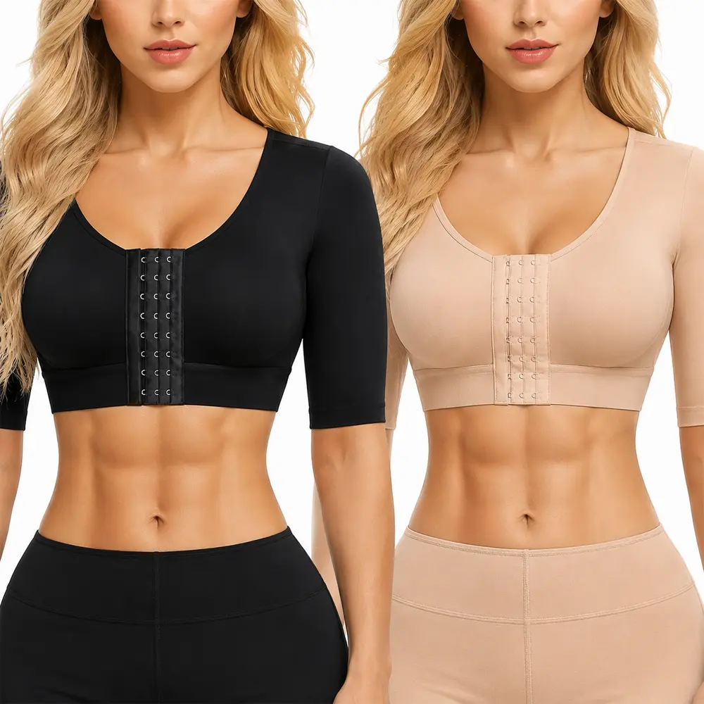 Arm Shaper for Women Post Surgery Arm Lipo Compression Sleeves Arm Front Closure Shapewear Bra