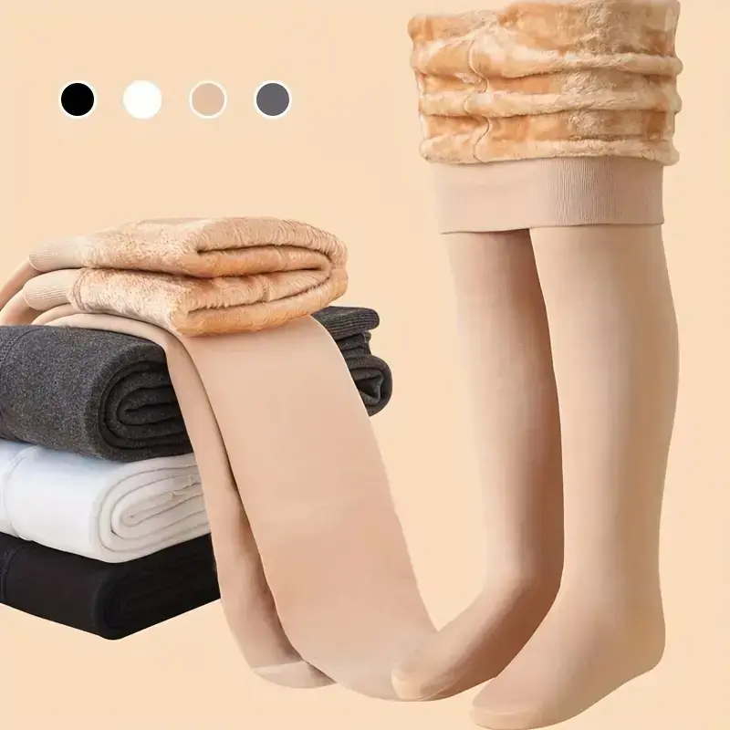 Girls' Fleece Lined Thermal Leggings, Thickened Footed Pants for Fall & Winter, Dance Socks, Outdoor Activities, Christmas Gift