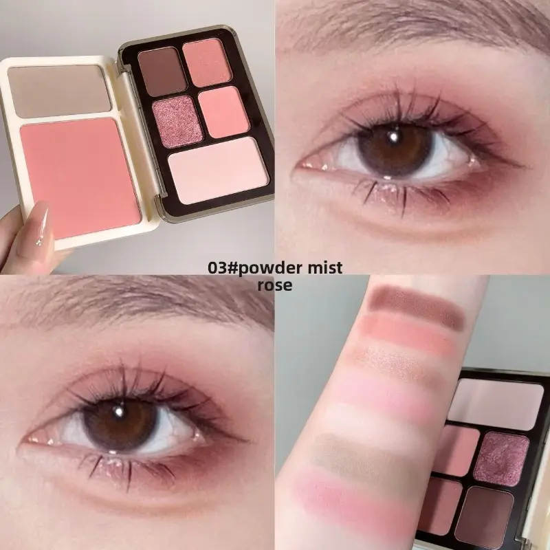Kobeleen Full Face Shaping All-in-One Makeup Palette, Glam Face Palette, 4-in-1 Palette with Eyeshadow, Contour, Highlighter & Blush, Soft Fine Powder Long-Lasting & Skin-Friendly