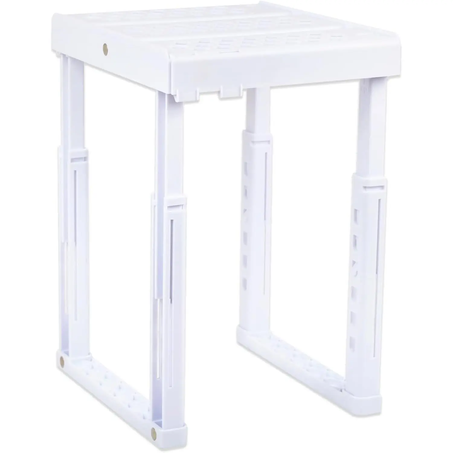 Adjustable Locker Shelf for School, Work & Gym Lockers – Expandable Width & Height, Stackable, Magnetic Support, Durable Locker Organizer Shelf – Easy to Assemble, Fits Standard Lockers, White