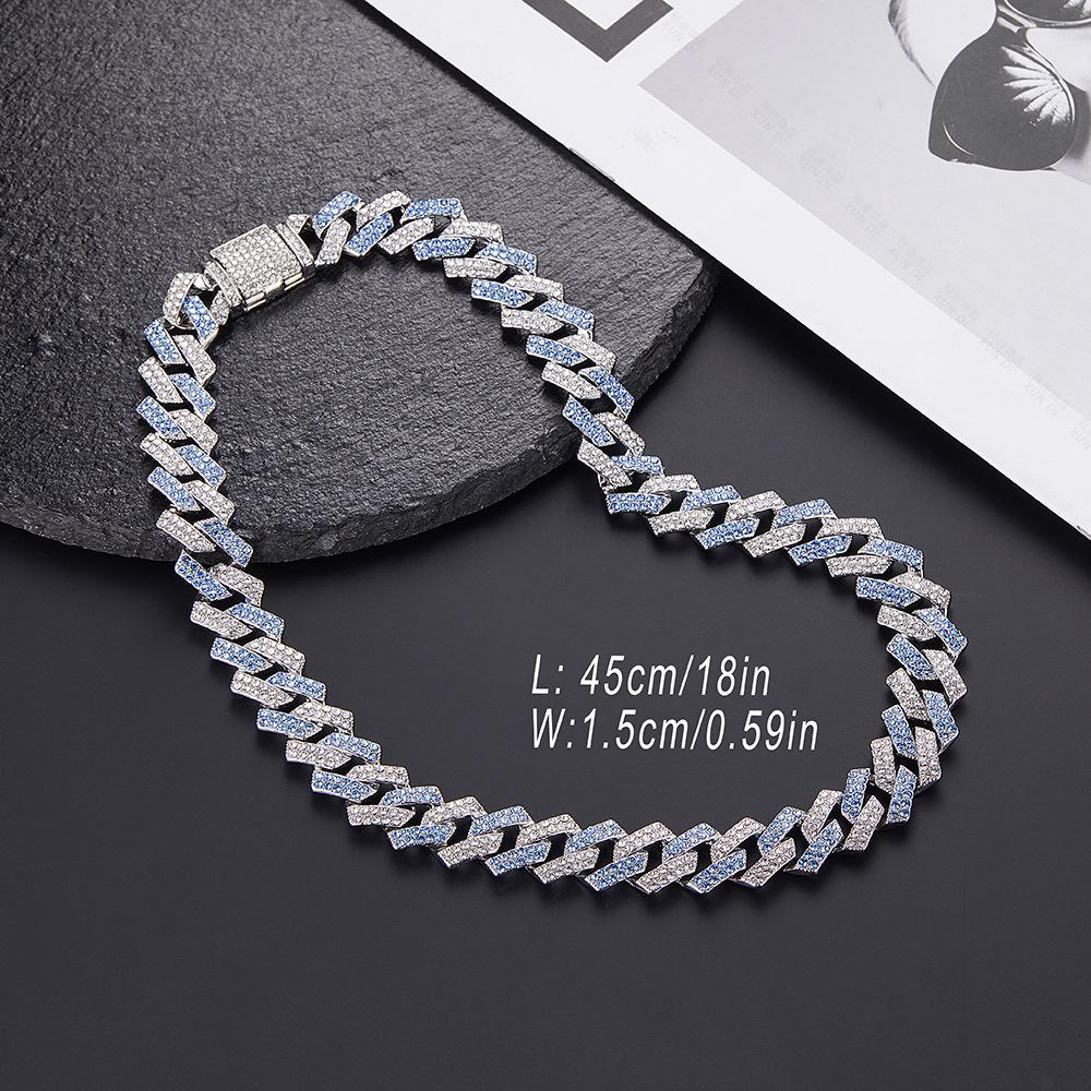 Classic Fashion Trend Men's Necklace 15mm Exaggerated Diamond Geometric Trendy Hip-hop Jewelry Large Gold Chain