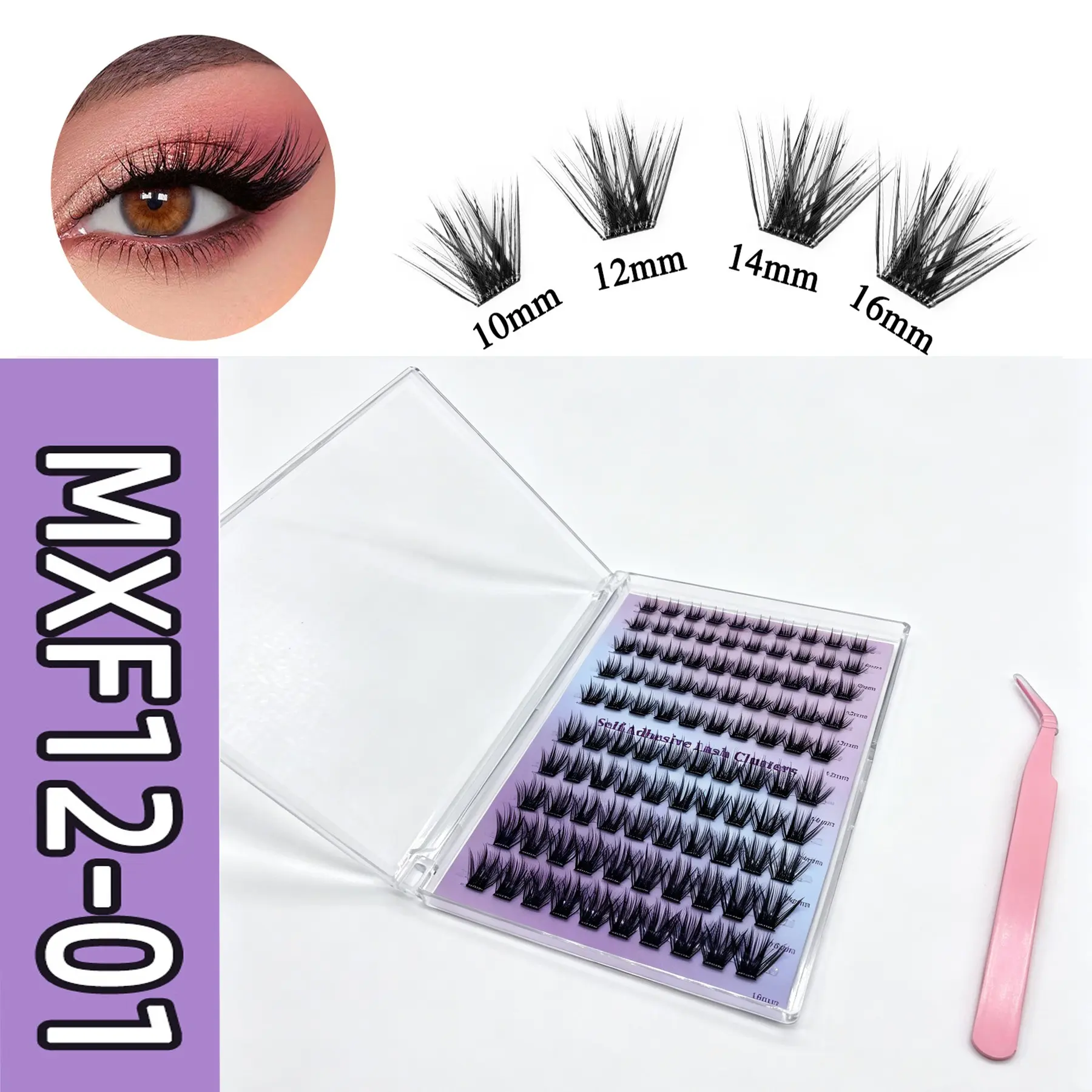 100 Clusters Glue-free Press-on Lower Lashes, Natural Nude Makeup Style, No Glue Required, Reusable, Easily Create Slender & Curly Eye Looks