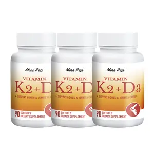 MissPep Vitamin D3-K2 Blended Dietary Supplement, 5000IU D3 & 100mcg K2 MK-7, Supports Bone, Teeth & Muscle Health