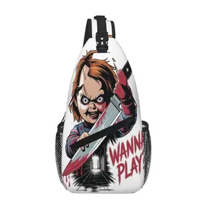 Chucky Large Capacity Sling Chest Bag for Daily Commute Outdoor Hiking and Business Cartoon Casual for School and Tablet Gift for Women and Men