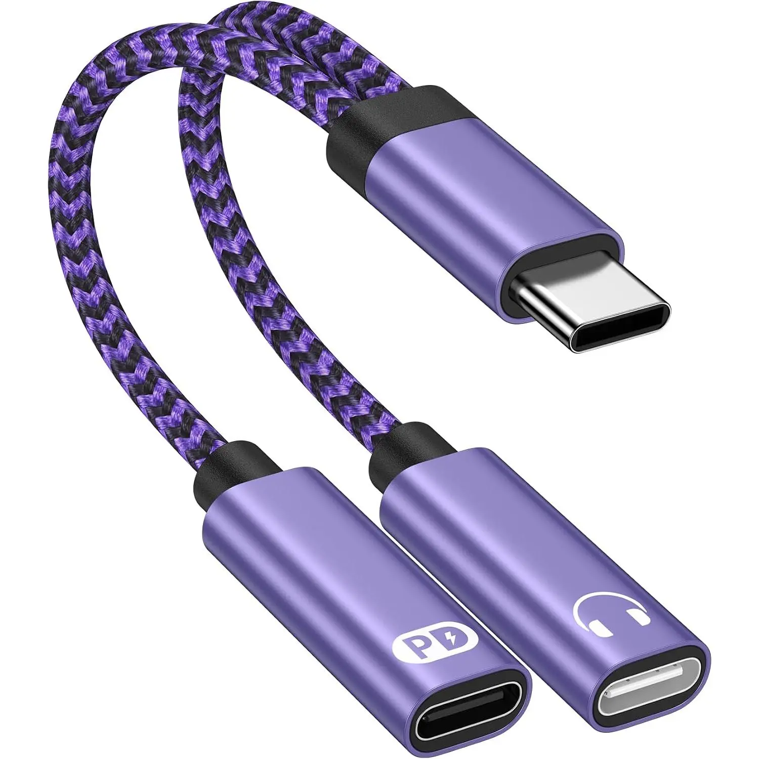 USB C Dongle Splitter, 2 in 1 USB C Headphone Jack Adapter and Charger | Type C Audio Adapter with PD 60W    Dongle for  17 16 15 Pro Max Plus Air, iPad, ,