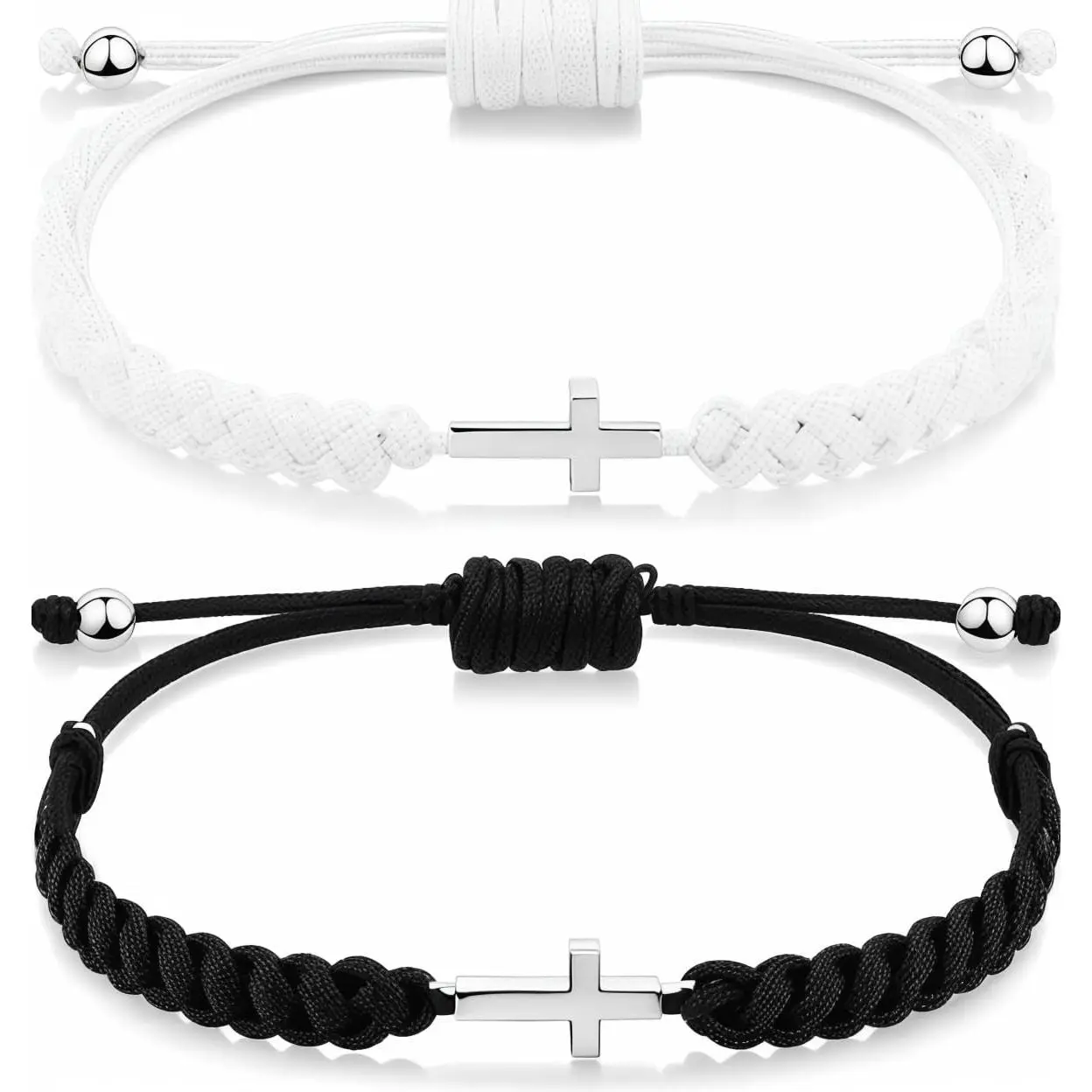2 count  Friendship Bracelet Set, Adjustable Braided Rope Christian , Matching Couple Lucky Wristband for Easter Baptism