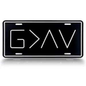 Black Metal Decorative Front  Plate (6" x 12") | Embossed G>^V - God is Greater Than The Highs and Lows |   Tag for the Front of
