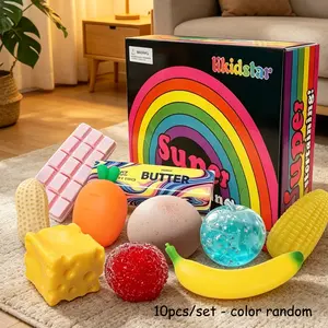 10pcs/set - Exquisite and novel simulation fruit cheese and other multi style series of kneading music sets, stress relieving creative release slow rebound kneading, party gifts