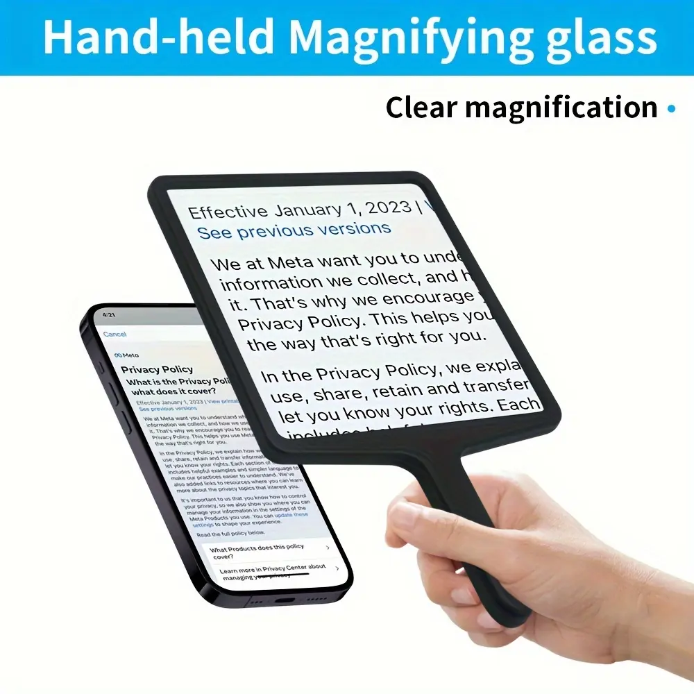 [Mother's Day Gift] 5X Flat Magnifying Glass, Made of Fresnel Lens, Can Be Used to Observe Small Objects. It Has a Easy And Fashionable Shape. It Is an Excellent Gift for Mother's Day/Father's Day!
